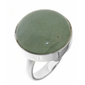 Bague Argent 925 Aventurine. Cette bague est sertie d'une pierre de 20mm de diamètre. La pierre est ronde et taillée en ca...