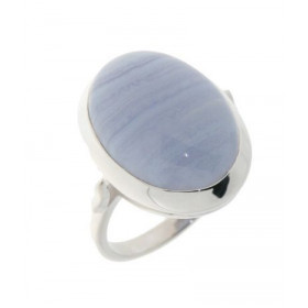 Bague Argent 925 Calcédoine Monture classique sertie d une pierre Calcédoine La pierre est taillée cabochon, elle mesure 1...