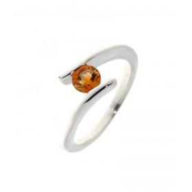 Bague Argent  Citrine Ronde 5mm