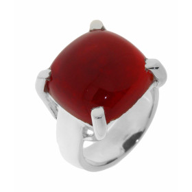 Bague Argent 925 Cornaline Cette bague est sertie d une pierre 16mm coté La pierre est forme coussin taillée cabochon