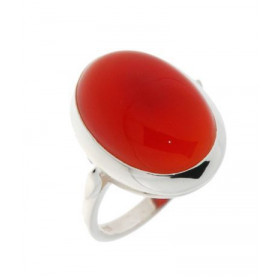 Bague Argent 925 Cornaline Monture classique sertie d une pierre Cornaline La pierre est taillée cabochon, elle mesure 18x...