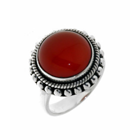 Bague Argent  Cornaline Ronde 12mm