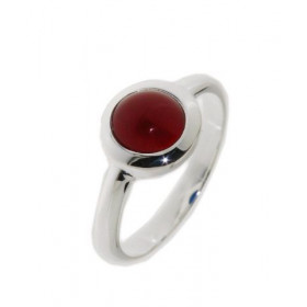 Bague Argent 925 et Cornaline. Pierre ronde de 7mm. Largeur sur doigt (vue de dessus) : 10mm. 