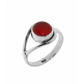 Bague Argent 925 sertie d une Cornaline taille cabochon 8mm diamètre