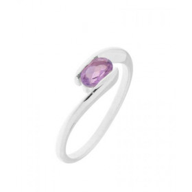 Bague corps croisée sertie d une Améthyste Pierre ovale 6x4mm Largeur monture (sur doigt, vue dessus) : 4,5mm