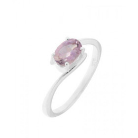 Bague Argent sertie d une Améthyste Pierre ovale 7x5mm sertie par 4 griffes Corps croisé
