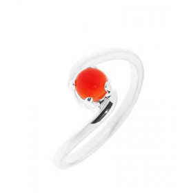 Bague Cornaline Argent Jolie monture croisée sertie d une pierre ronde 5mm Largeur monture (sur doigt, vue dessus) : 9mm