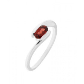 Bague corps croisée sertie d un Grenat Pierre ovale 6x4mm Largeur monture (sur doigt, vue dessus) : 4,5mm