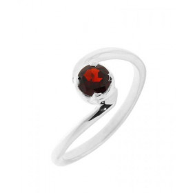 Bague Grenat Argent Jolie monture croisée sertie d une pierre ronde 5mm Largeur monture (sur doigt, vue dessus) : 9mm