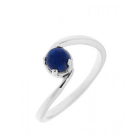 Bague Lapis Lazuli en Argent. Jolie monture croisée sertie d'une pierre ronde de 5mm. Largeur de la monture (sur doigt, vu...