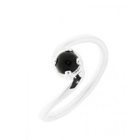 Bague Onyx Argent Jolie monture croisée sertie d une pierre ronde 5mm Largeur monture (sur doigt, vue dessus) : 9mm