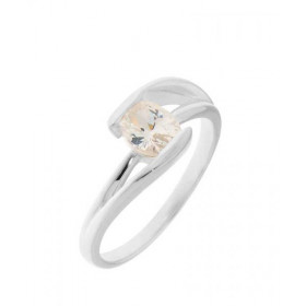 Bague Corps croisé Argent sertie d un Oxyde zirconium Pierre ovale 7x5mm Sertissage Demi Clos Largeur monture (sur doigt, ...