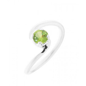 Bague Péridot Argent Jolie monture croisée sertie d une pierre ronde 5mm Largeur monture (sur doigt, vue dessus) : 9mm