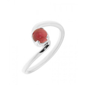 Bague Argent Corps Croisé  Rhodonite Ronde 5mm