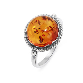 Bague Argent Ambre Rond 12mm Bague sertie d une pierre ronde 12mm