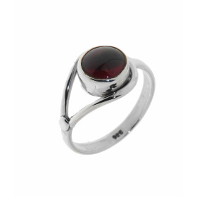 Bague Argent 925 sertie d'un Grenat taille cabochon de 8mm de diamètre