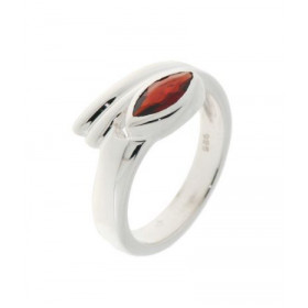  Bague Argent 925 Grenat , mod&egrave;le fantaisie serti d un pierre taille navette 
