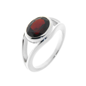 Bague Argent 925 Grenat sertie d une pierre 10x8mm