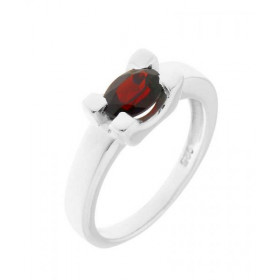 Bague Grenat Argent Pierre ovale 7x5mm sertie par 4 grosses griffes Largeur monture (sur doigt, vue dessus) : 6,5mm
