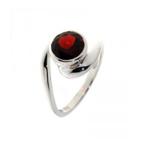 Bague Argent  Grenat Rond 8mm