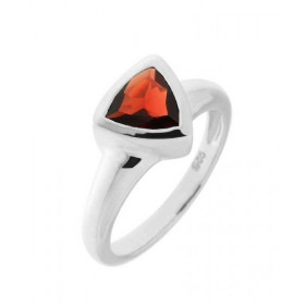 Bague Argent sertie d un Grenat Pierre taille trillion 7mm coté Serti Clos Largeur monture (sur doigt, vue dessus) : 9,5mm