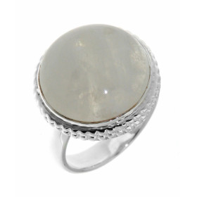 Bague Argent 925 Labradorite sertie d une pierre ronde taille cabochon 15 mm diamètre 