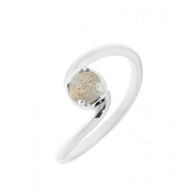 Bague Labradorite Argent Jolie monture croisée sertie d une pierre ronde 5mm Largeur monture (sur doigt, vue dessus) : 9mm