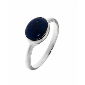 Bague Argent 925 Lapis Lazuli sertie d'une pierre ovale taille cabochon de 9x7mm. 