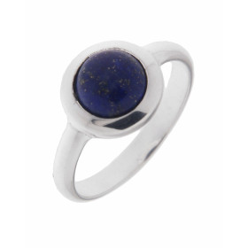 Bague Argent 925 Lapis Lazuli. Pierre ronde de 7mm. Largeur sur doigt (vue de dessus) : 10mm. 