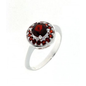 Bague Argent 925 Grenat sertie d une pierre centrale 6 mm 14 pierres 1.8mm entourage Largeur sur doigt (vue dessus) : 11.6...