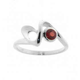 Bague Argent  Motif S Grenat Rond 4mm