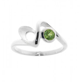 Bague Argent Motif S  Péridot Rond 4mm