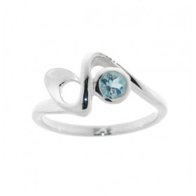 Bague Argent Motif S Topaze Bleue 4mm