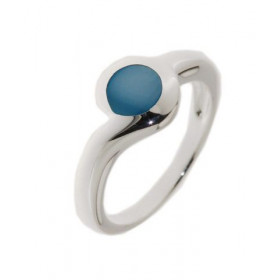 Bague Argent Nacre Bleue Ronde