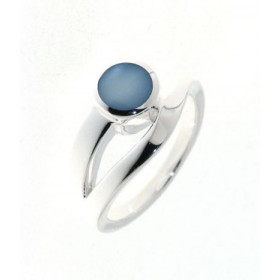 Bague Argent  Nacre Ronde Bleue