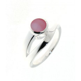 Rose Bague Argent 925 Nacre Rose. Largeur sur doigt (vue de dessus) : 11mm. 