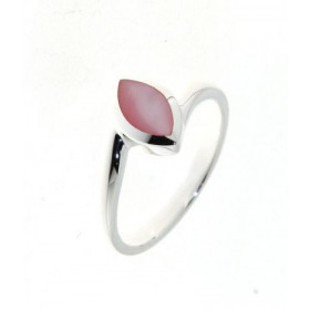 Rose Bague Argent 925 Nacre Rose. Largeur sur doigt (vue de dessus) : 12mm. Corps croisé, Nacre en forme de marquise