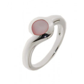 Bague Argent Nacre Rose Ronde 6mm