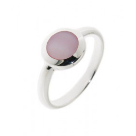 Bague Argent Nacre Rose Ronde 7mm