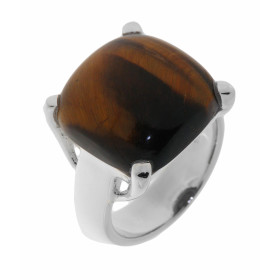 Bague Argent 925 Oeil Tigre Cette bague est sertie d une pierre 16mm coté La pierre est forme coussin taillée cabochon
