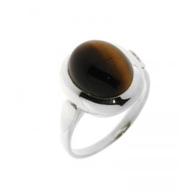 Bague Argent 925 Oeil Tigre, pierre 12x10mm