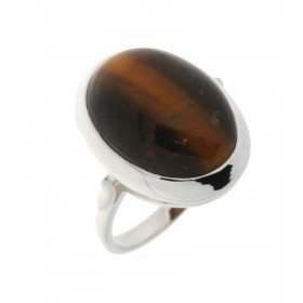 Bague Argent 925 Oeil tigre Monture classique sertie d une pierre Oeil tigre La pierre est taillée cabochon, elle mesure 1...