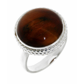  Bague Argent 925 Oeil Tigre sertie d une pierre ronde taille cabochon 15 mm diamètre 