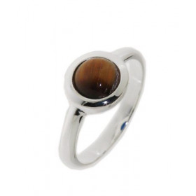 Bague Argent Oeil de Tigre Rond 7mm