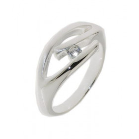 Bague Argent 925 Oxyde Zirconium sertie d une pierre 3,5mm diamètre Largeur sur doigt (vue dessus) : 9mm 