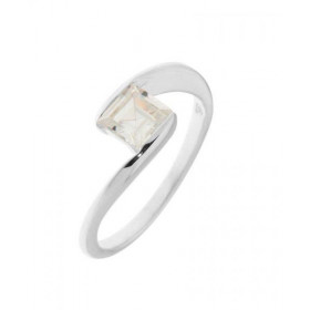 Bague Argent Oxyde zirconium Monture croisée sertie d une pierre carrée 5mm Sertissage demi clos Largeur monture (sur doig...