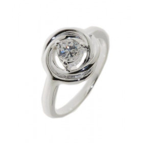 Bague Argent 925 Oxyde Zirconium Pierre ronde 5mm diamètre Largeur sur doigt (vue dessus) : 12mm 