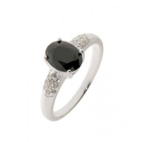 Bague Argent 925 sertie d un Oxyde noir ovale mesurant 8x6mm 20 oxydes 1,5mm diamètre