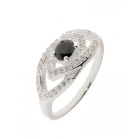 Bague Argent Oxyde de Zirconium Noir  Ovale 5x4mm  et Oxyde