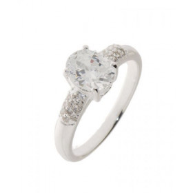 Bague Argent 925 sertie d un Oxyde ovale mesurant 8x6mm 20 oxydes 1,5mm diamètre